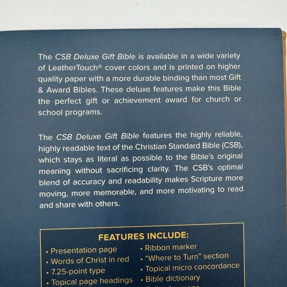 Holman CSB Deluxe Gift Bible Tan Leathertouch Gold Edges New 9781462749331 - Picture 10 of 13